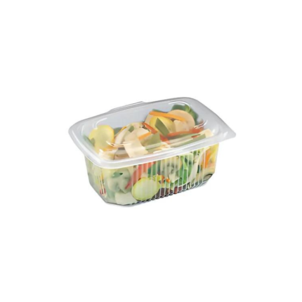 BARQUETTE SALADE RECT AVEC COUVERCLE BOMBE 16*8*6;5/1PC TRANSPARENT